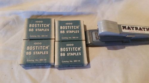 Vintage Bostitch B8 Stapler, Staple Remover, and 4 Boxes of B8 Staples