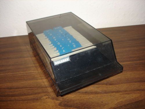 Vintage Rolodex VIP-24C 4 x 2 A-Z Card File Plastic Black Bottom Smoked Top