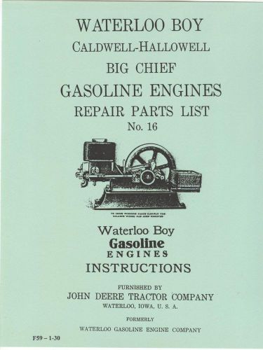 Waterloo boy caldwell-hallowell big chief gasoline engines parts manual 86 pages for sale