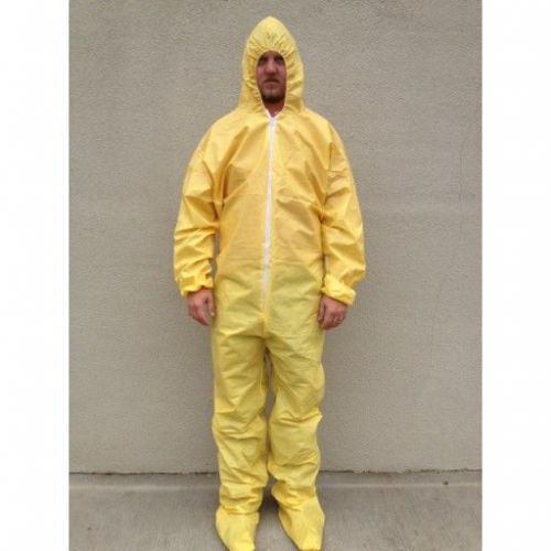 S5414-3x  Coverall, Zipper Front, Attached Hood &amp; Boots, Elastic Wrists. Yellow