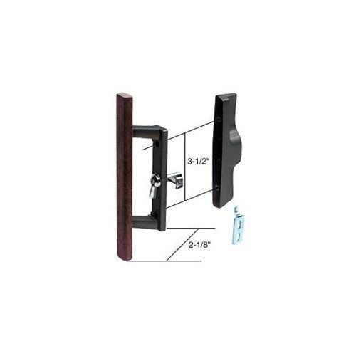 CRL Wood/Black Internal Lock Handle Set 3-1/2&#034; Screw Holes
