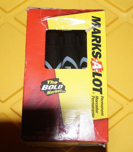 Marks-a-lot large chisel tip permanent marker, black, box of 12 (8888), new for sale