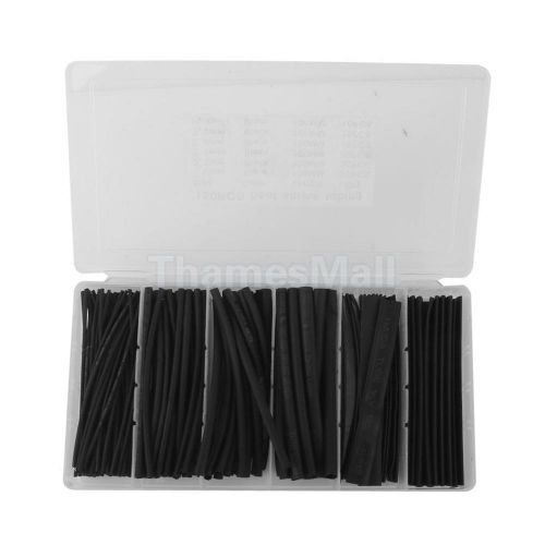 150pcs meter heat shrinkable tube shrink tubing wire sleeve black 6 sizes for sale