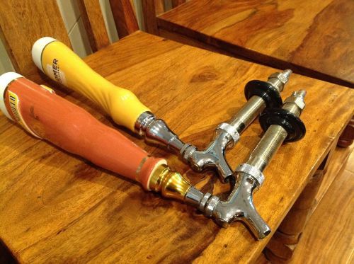Chrome Draft Beer Faucet &amp; 5&#034; Nipple Shank Combo Kit &amp; tap handles