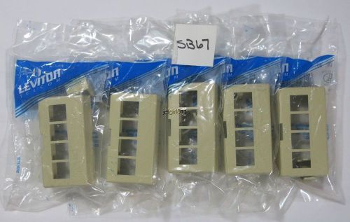 5 Leviton Modular Furniture Faceplate Extended 4-Port 49900-E14 Ivory NOS