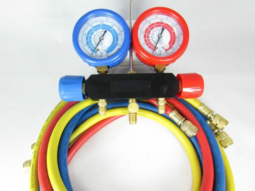 MANIFOLD WITH 60&#034; SET OF HOSES CELSIUS SCALE FOR R134A-R22-R404A-R410A