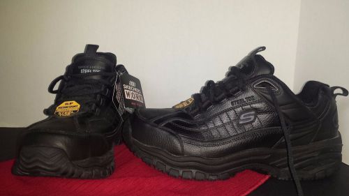 Size 11 Athletic Style Work Shoes, Men&#039;s, Black, Steel Toe, EW, Skechers