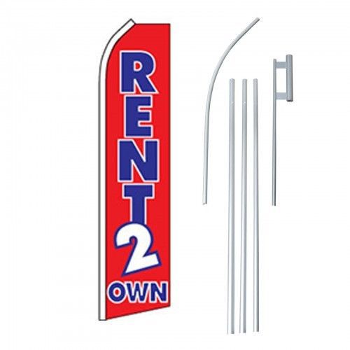 1 Rent 2 Own Flag Swooper Feather Sign Banner Kit made in USA (one)