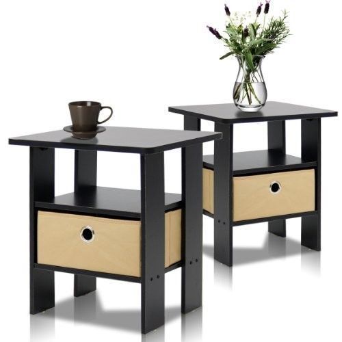 End Table Set of 2 Coffee Night Stand Drawers Home Bedroom Living Room Furniture
