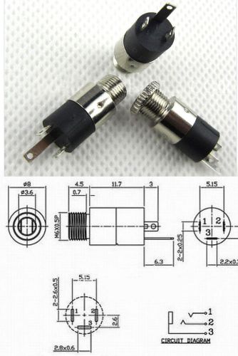 10PCS 3pin 1/8&#034; 3.5mm Socket Stereo Audio Headphones With nut Panel Mount PJ-392
