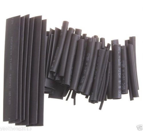 370PCS Size Black Color  Heat Shrinkable Tube Sleeving Wrap Wire Kit 2:1