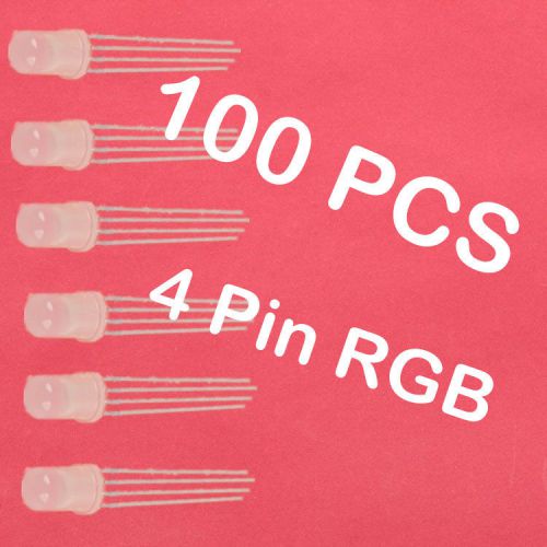 100pcs x 5mm 4 pin RGB Diffused Common Anode LED Red Green Blue