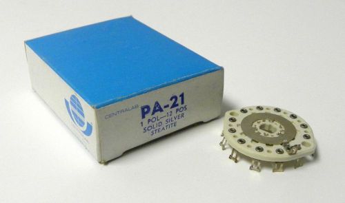 NEW CENTRALAB PA-21 1 POL - 12 POS SOLID SILVER STEATITE