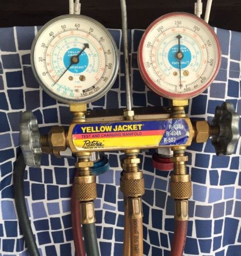 Yellow Jacket Test &amp; Charging Manifold Gauge Set. R-134A, R-507, R-404A