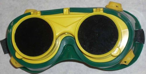 Green &amp; Yellow Welding Goggles 50mm Round Flip Front Lens Shade 5