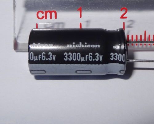 10 pcs 3300uF 6.3V, 105C Electrolytic capacitor by Nichicon. 2B4
