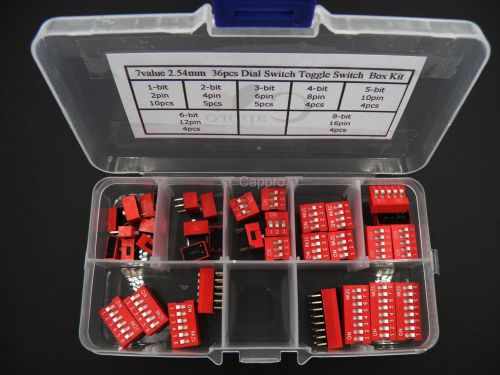 7 value 36pcs 2.54mm dial switch toggle switch code switch box kit for sale