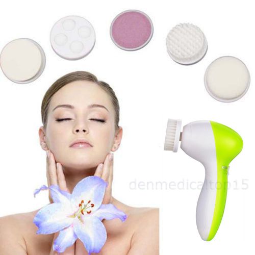 5 In 1 Electric Facial Cleaner Face Skin Care Brush Massager Scrubber Deep Clean