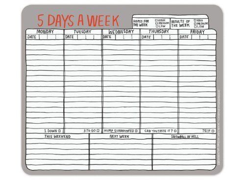 NEW Knock Knock Paper Mousepad: 5 Days A Week (Pack of 2)