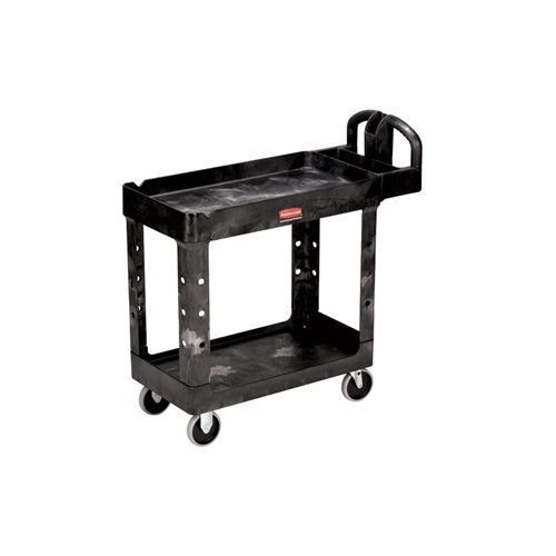 Rubbermaid FG450088BLA HD 2-Shelf Utility Cart w/Lipped Shelf (Small) (4500-88)