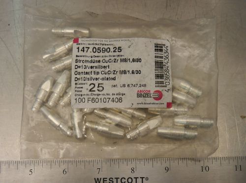 (25 pack) Abicor Binzel 147.0590 M8 Cz 262 Plated MIG Welding Contact Tip NEW We