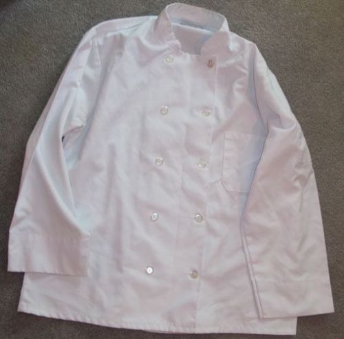 KITCHEN BASIX CHEF COAT WHITE DOUBLE BREASTED COOK JACKET HALLOWEEN COSTUME