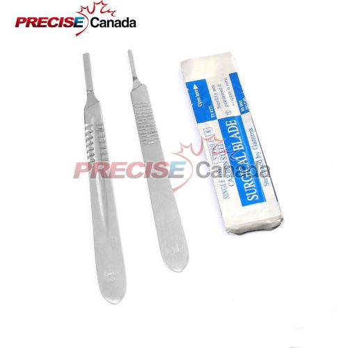 SCALPEL KNIFE HANDLES #3 #4 WITH 20 STERILE SURGICAL BLADES #12 #22