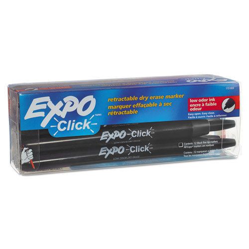Click dry erase markers, fine tip, black, dozen for sale