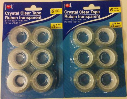 12 Tape Refill Rolls!! Crystal Clear, For Tape Dispenser. 3/4&#034; by 600&#034; each