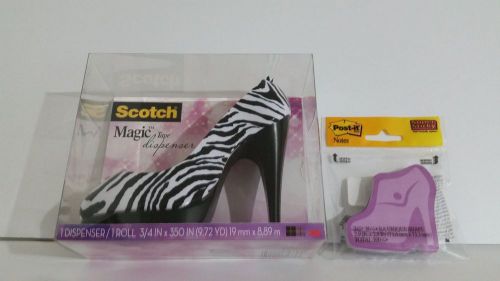 Scotch Magic Tape Shoe Dispenser Zebra With High Heel Purple Shoes Post-It Notes