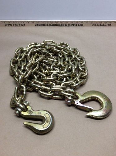 3/8&#034; grade 70 tow chain transport 8&#039;+ / 1 clevis grab hook &amp; 1 clevis slip hook for sale