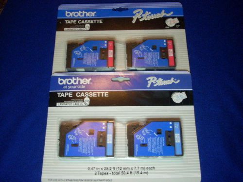 Brother  P-touch Tape TC-22 Blue on White + TC-21 Red on White