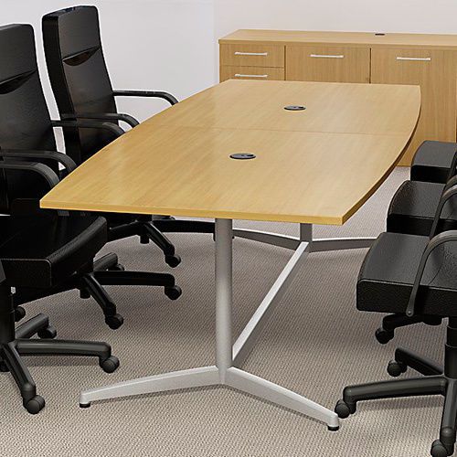 6ft - 10ft BOAT SHAPED MODERN CONFERENCE TABLE with Metal Base Meeting Boardroom