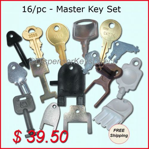 Master set of &#034;most popular&#034; keys for hand towel, toilet tissue &amp;soap dispensers for sale