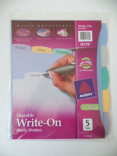 Avery Advantages 16170 Durable Write-On Plastic Dividers 5 Tabs New in Package