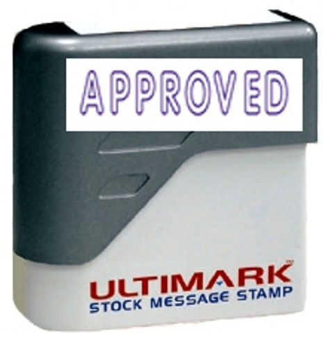 APPROVED text on Ultimark Pre-inked Message Stamp with Blue Ink