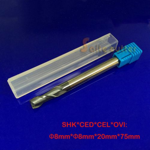 Hrc55 2 flute aluminum steel end mill cnc milling cutter 8*8*20mm 75mm nano coat for sale