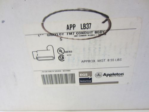 Lot of 5 appleton  lb37  1&#034; form 7 &#034;lb&#034;  fitting  condulet new for sale