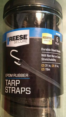 Reese Secure Rubber Tarp Straps Assorted Multi-Purpose EPDM 6 piece 31&#034; 21&#034; 15&#034;