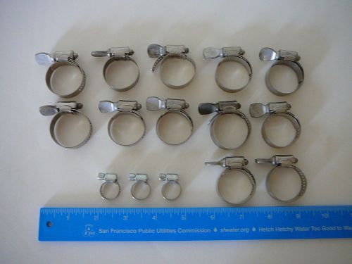 Lot Of Assorted 15 Adjustable Silver Metal Pipe/Hose Clamps-Witter &amp; Tridon
