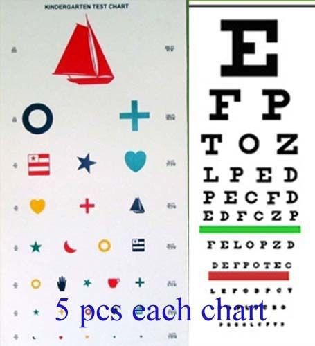 5 pcs Snellen &amp; Kindergarten/Children Eye Test Chart by BASCO Free DHL Shipping