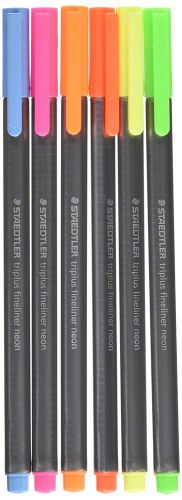 Staedtler 334 SB6NA6 Triplus Fineliner Pens (6 Pack) Neon
