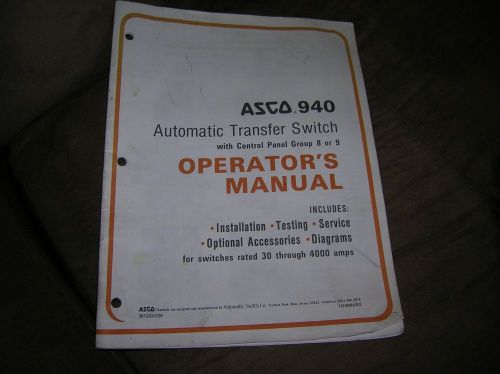 asco 940 automatic transfer switch operators manual 30-4000 amp control 8, 9