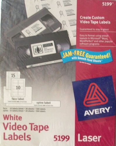 AVERY ~ 5199 Laser VIDEO Tape, Face and Spine, 300 each, *Sealed* 600 ~ LABELS