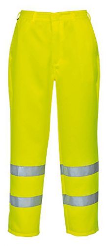 Portwest hi-vis polycotton pants yellow sizes s-3xl e041 back elastic waistband for sale