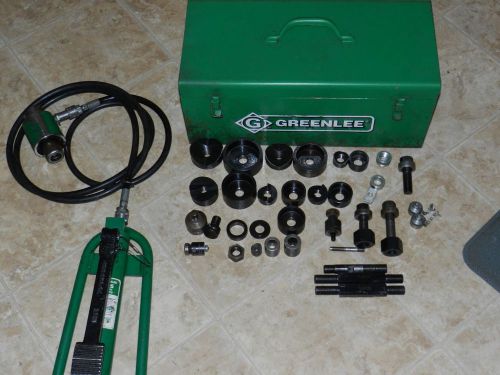 Greenlee 1725 Hydraulic Foot Pump W/ Lots Of Knockout Punches &amp; Case W/ Extras