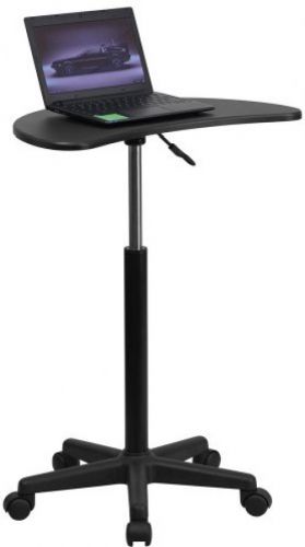 Height Adjustable Mobile Laptop Computer Desk With Black Top