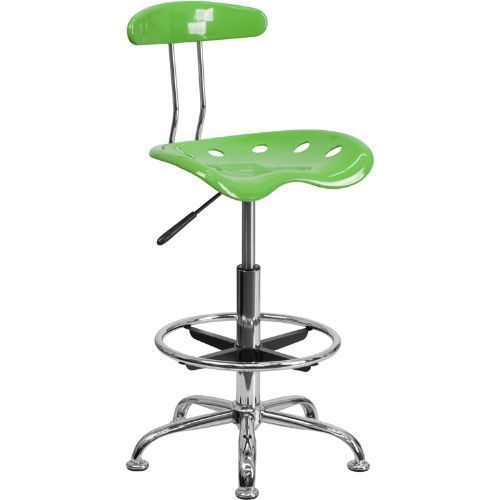 Vibrant Spicy Lime and Chrome Drafting Stool with Tractor Seat FLALF215SPICYLIME