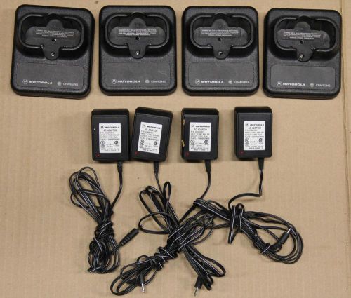 Four Original Motorola HLN8371A HTN9204A 50285 Chargers w/ Four Adapters