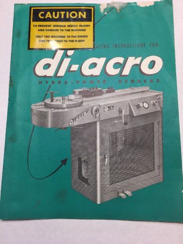 Di-Acro Hydra-Power Benders Operating Instructions And Parts List